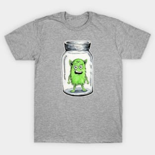 Green Fuzz Confused Monster in a Jar T-Shirt